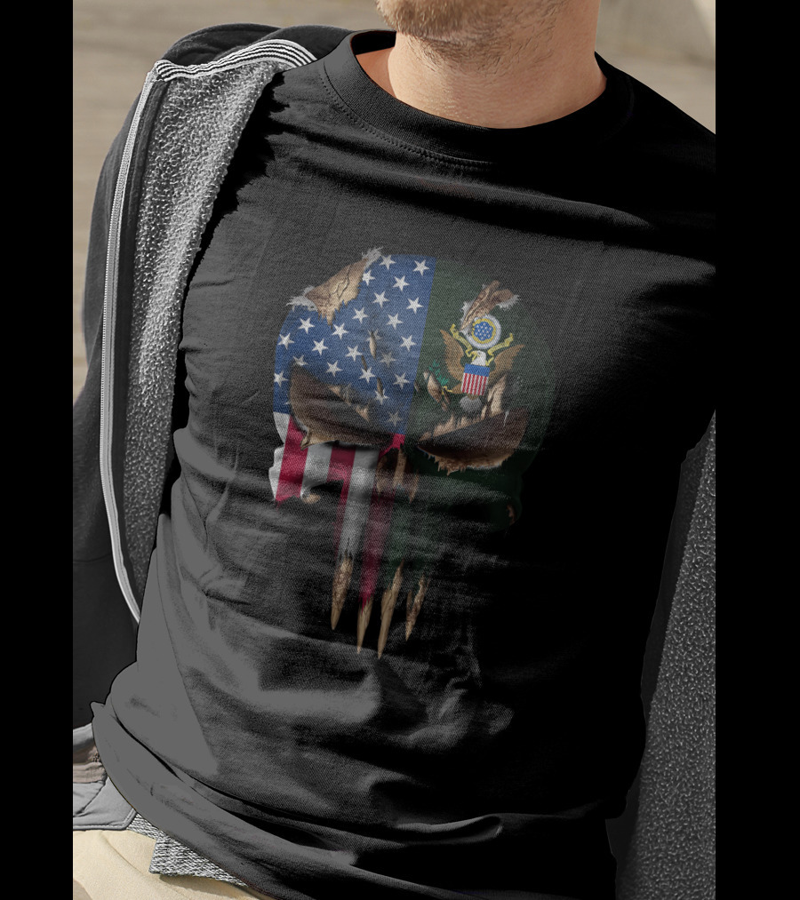 American Flag Skull With Great Seal Of The United States T-Shirt