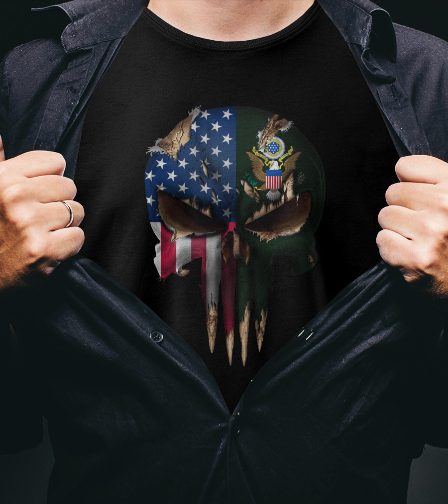 American Flag Skull With Great Seal Of The United States T-Shirt