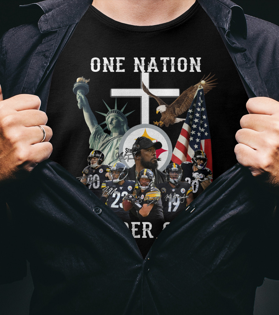 One Nation Under God Steelers Liberty Eagle Flag T-Shirt