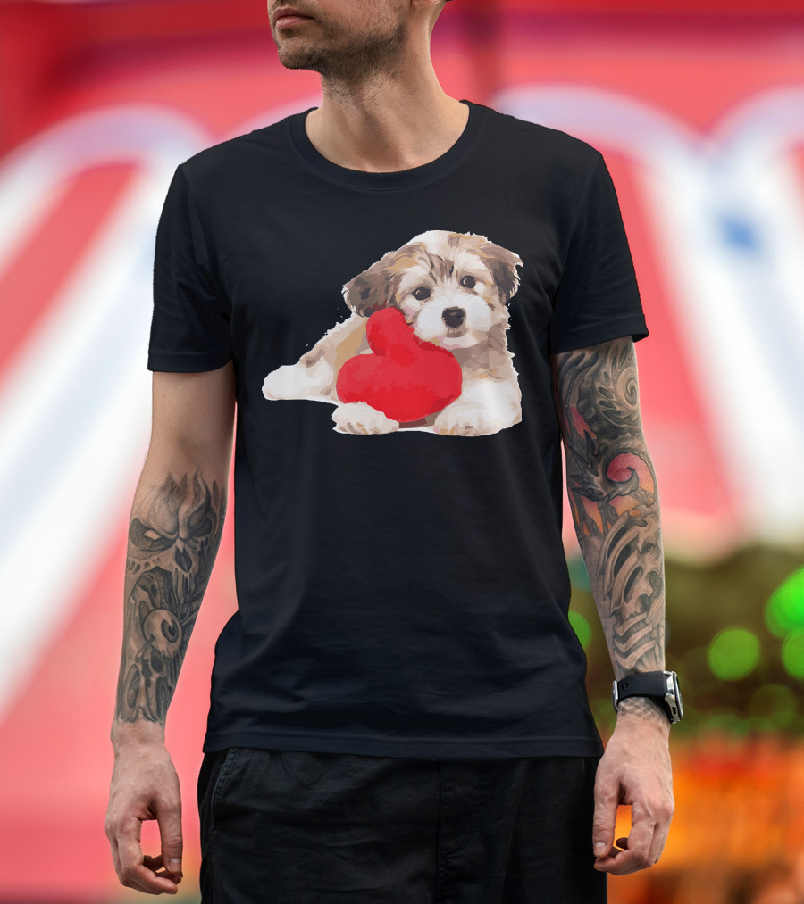 Dog Is My Valentine Heart Puppy T-Shirt