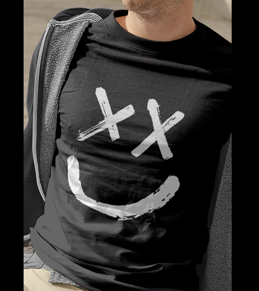 Reverse Smile Distressed Face T-Shirt