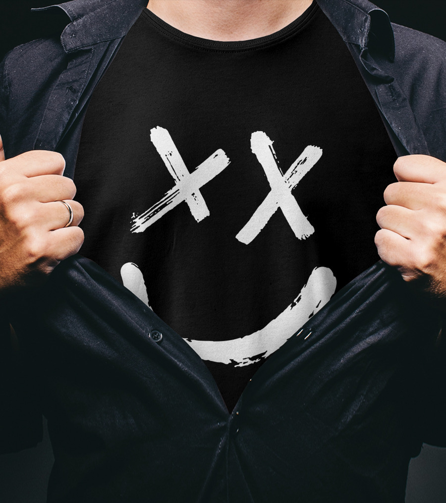 Reverse Smile Distressed Face T-Shirt