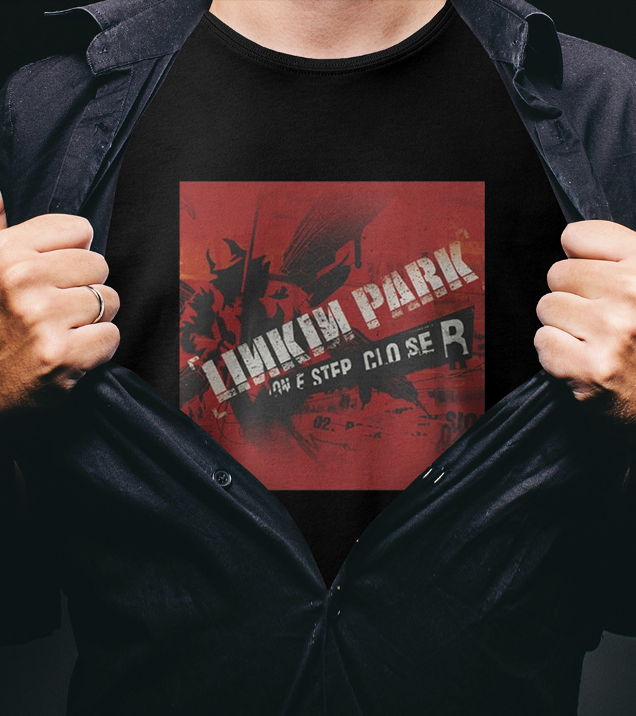 Linkin Park One Step Closer Single Red Grunge Background T-Shirt