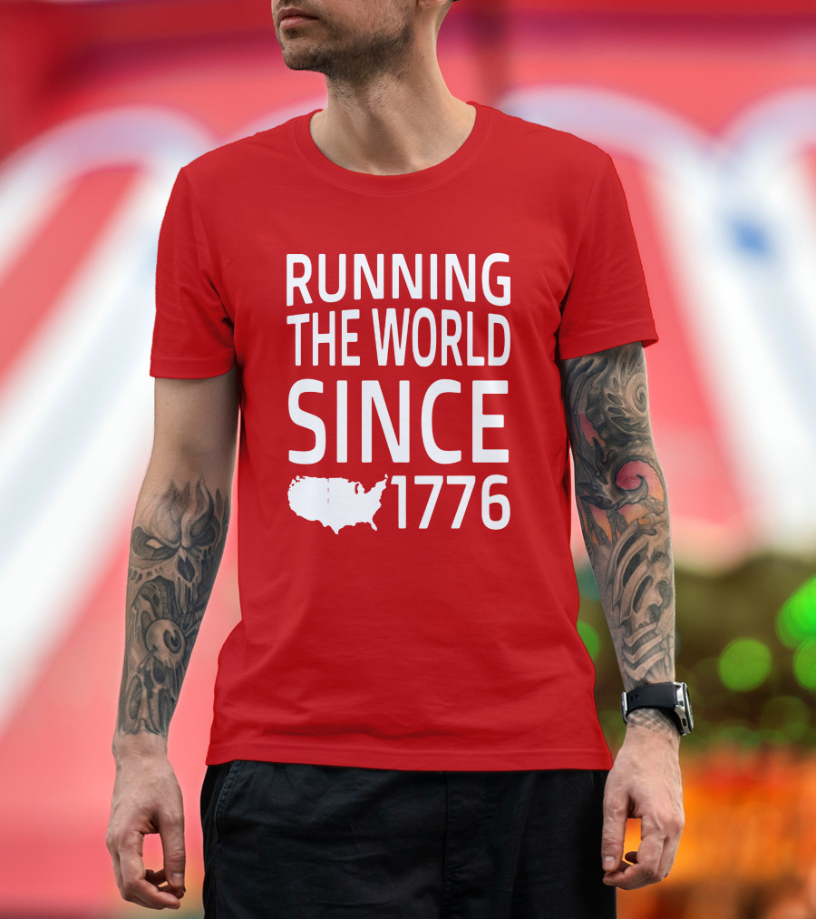 Running The World Since 1776 USA Map T-Shirt