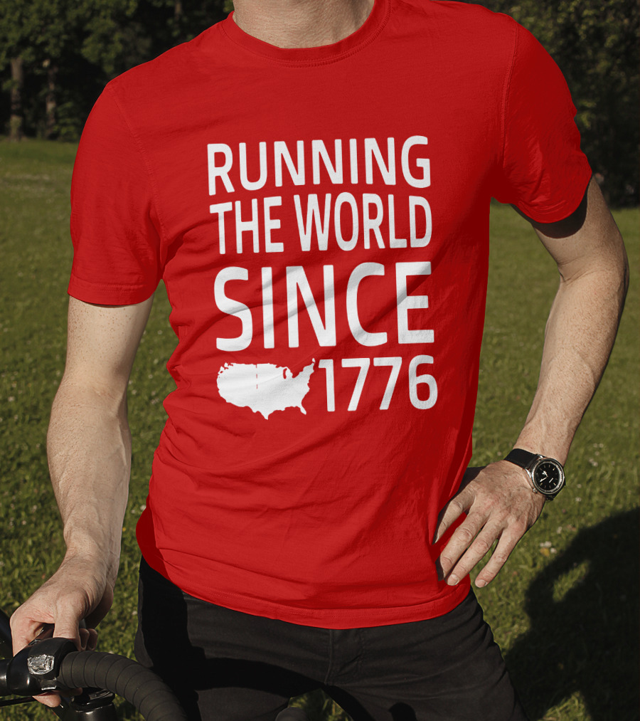 Running The World Since 1776 USA Map T-Shirt