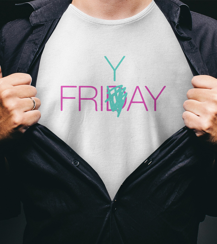FRIYAY Transform Text With Colorful Y And Scribble T-Shirt