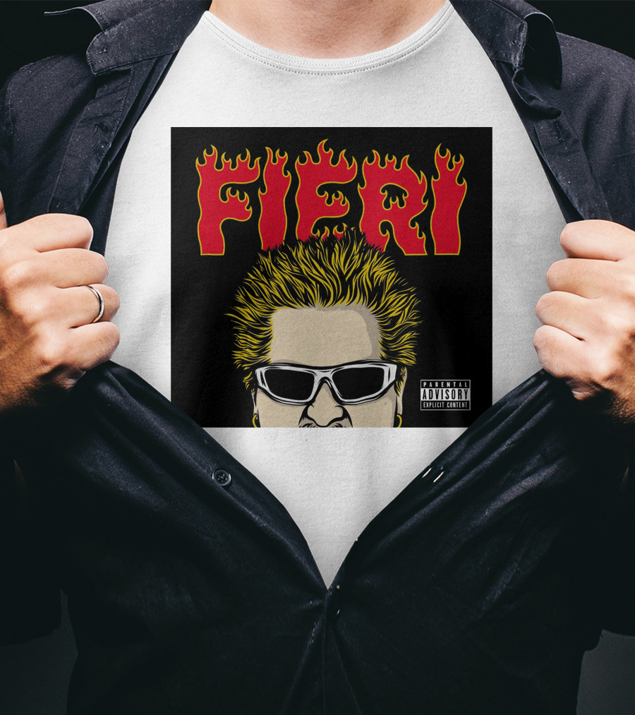 Fieri Flavortown Guyfieristore Merch Retro Flames Sunglasses T-Shirt