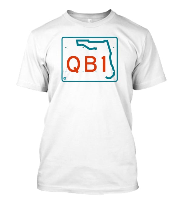 Miami QB1 Florida Map License Plate T-Shirt