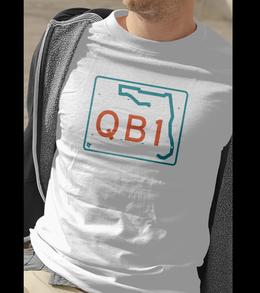 Miami QB1 Florida Map License Plate T-Shirt