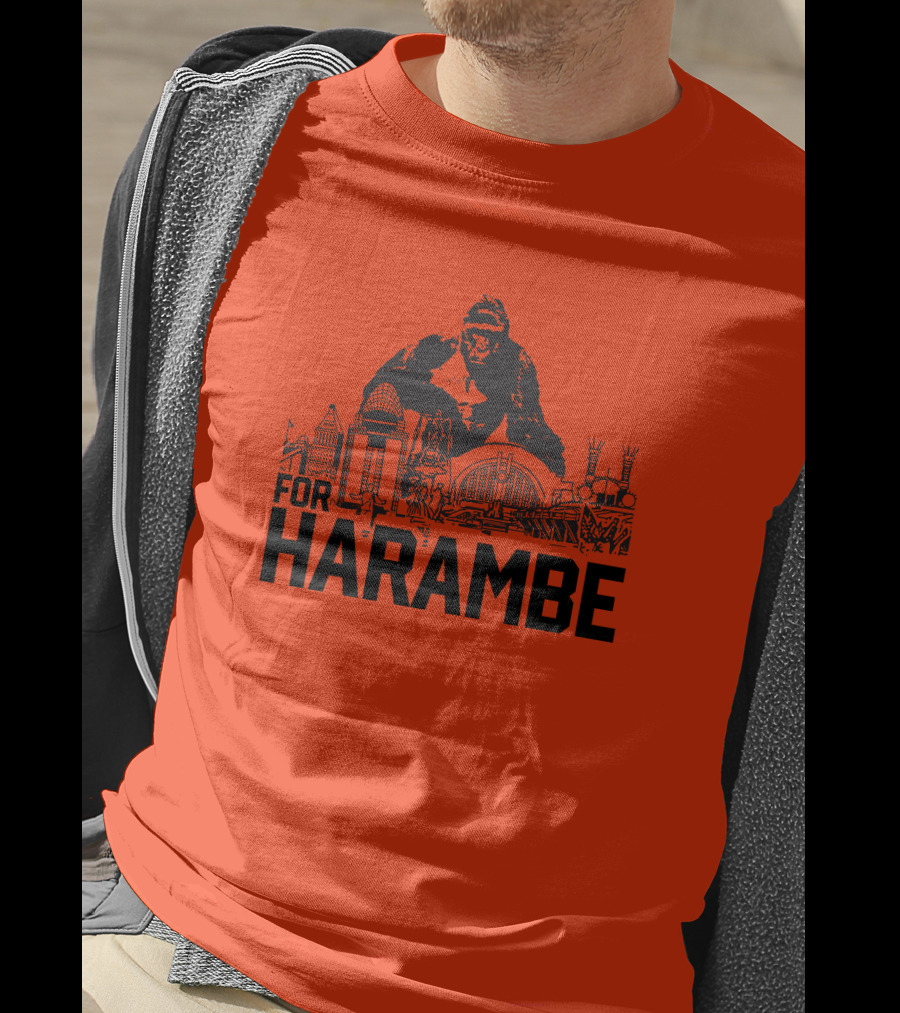 For Harambe Cincinnati Skyline Iconic Gorilla T-Shirt
