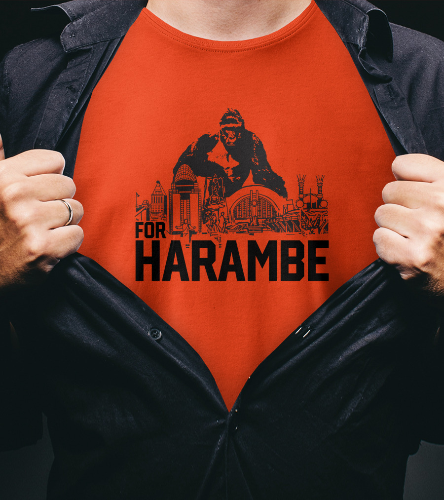 For Harambe Cincinnati Skyline Iconic Gorilla T-Shirt