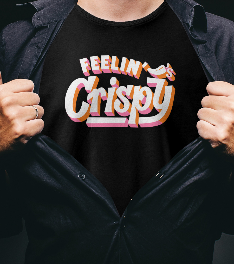 Feelin's Crispy Vibrant 3D Text Logo Beer Bar T-Shirt