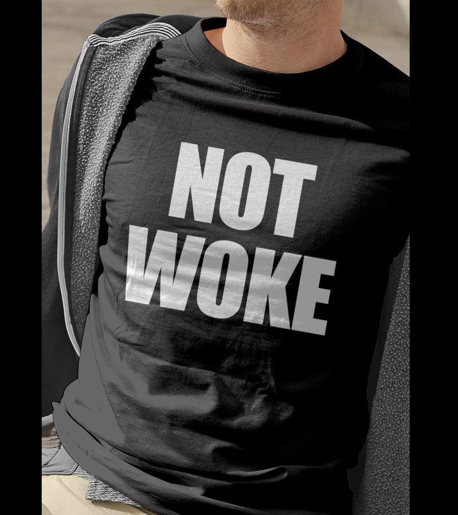 Matt Birk Not Woke Statement Text Bold Contrast T-Shirt