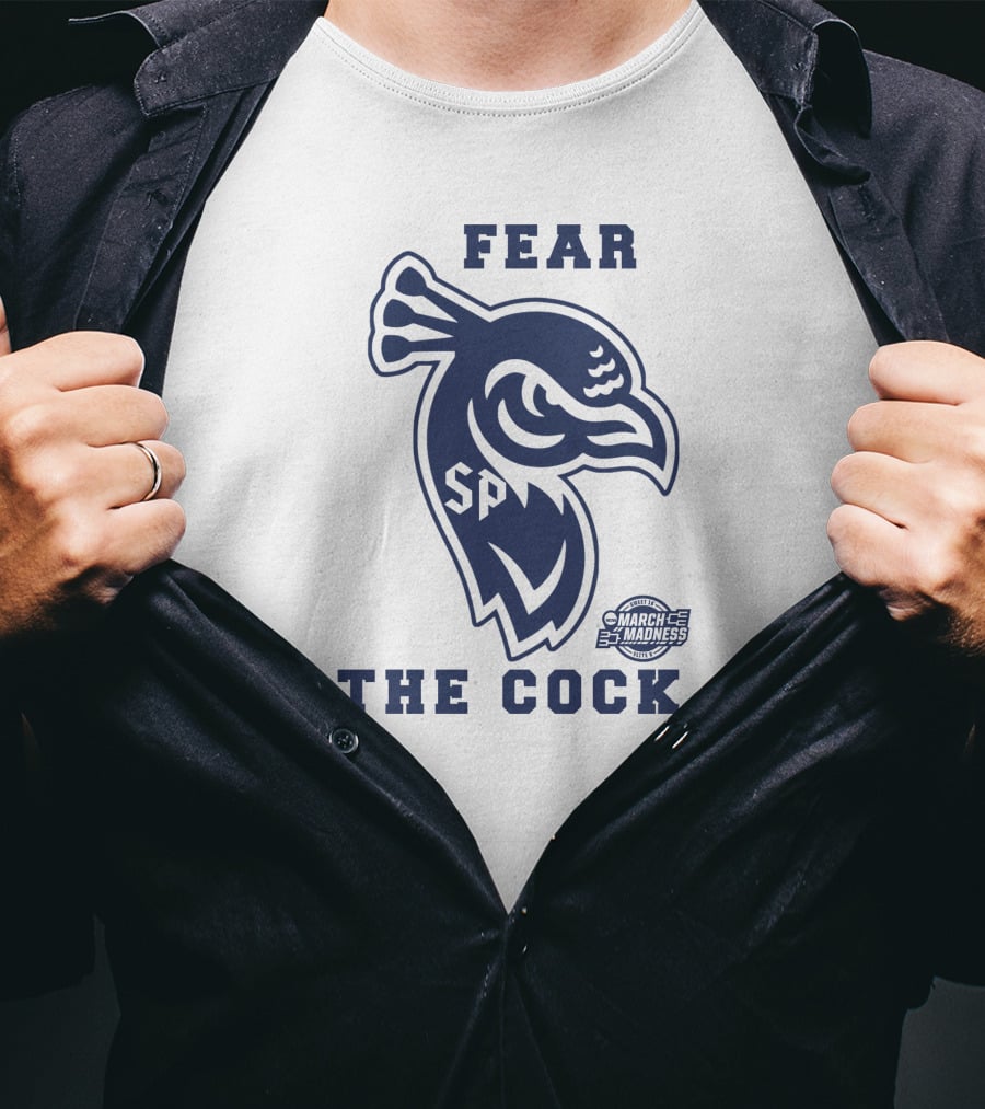 Fear The Cock SP Saint Peter's Peacocks March Madness NCAA Elite 8 T-Shirt