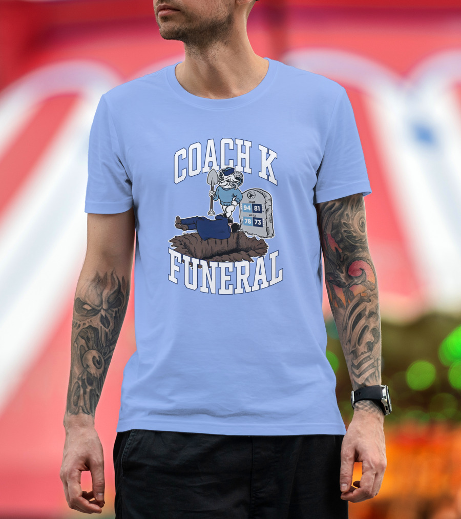 Coach K Funeral Blue Devil Gravesite Shovel Tombstone Basketball Numbers T-Shirt