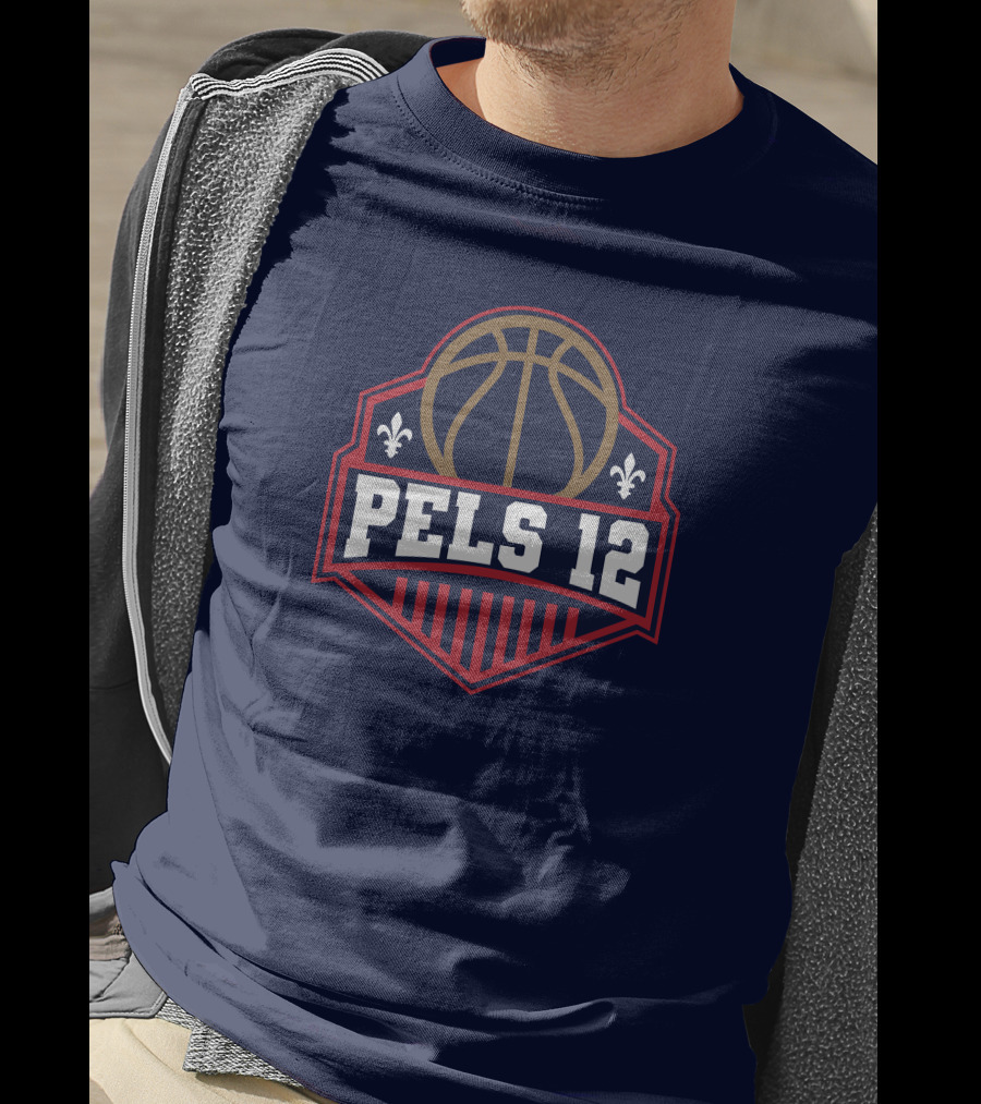 Pels 12 Basketball Fleur-de-lis Emblem T-Shirt