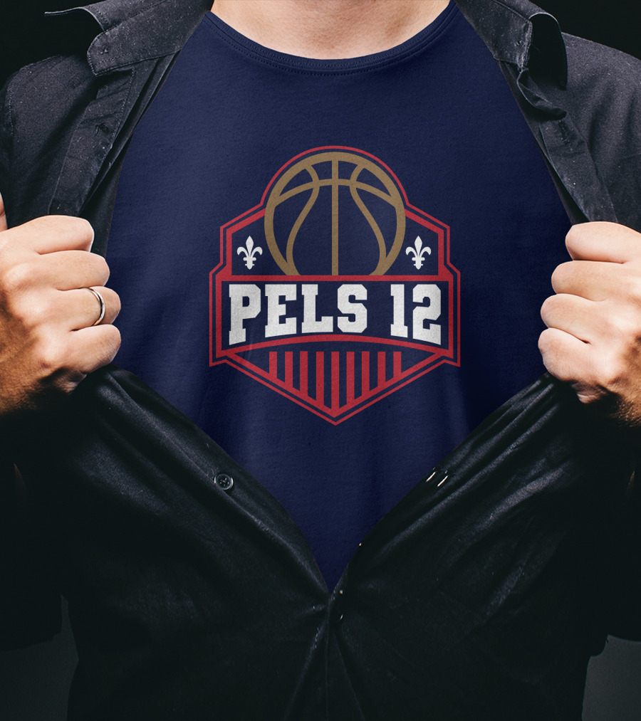 Pels 12 Basketball Fleur-de-lis Emblem T-Shirt