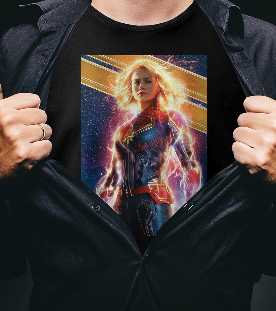 Captain Marvel Shining Heroic Power Cosmic Energy T-Shirt