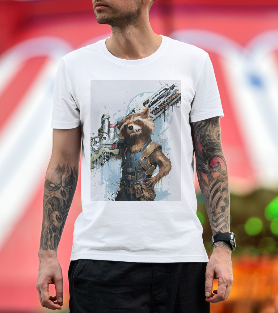 Rocket Raccoon Guardians of the Galaxy Gun T-Shirt