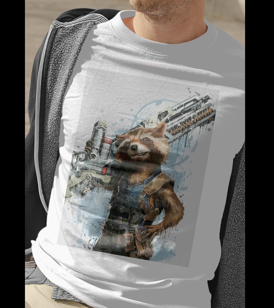 Rocket Raccoon Guardians Of The Galaxy Gun T-Shirt