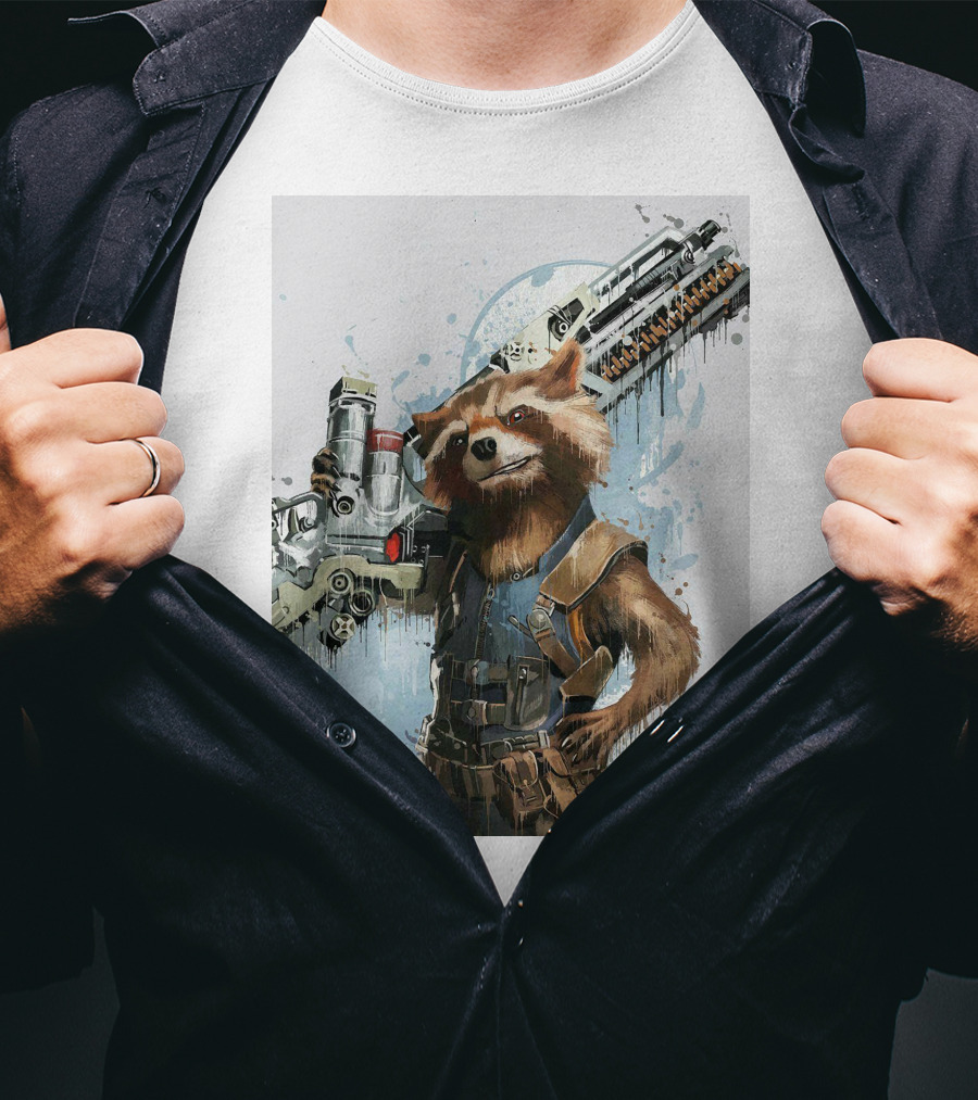 Rocket Raccoon Guardians Of The Galaxy Gun T-Shirt