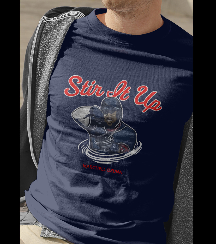 Stir It Up Marcell Ozuna Baseball Action Graphics T-Shirt