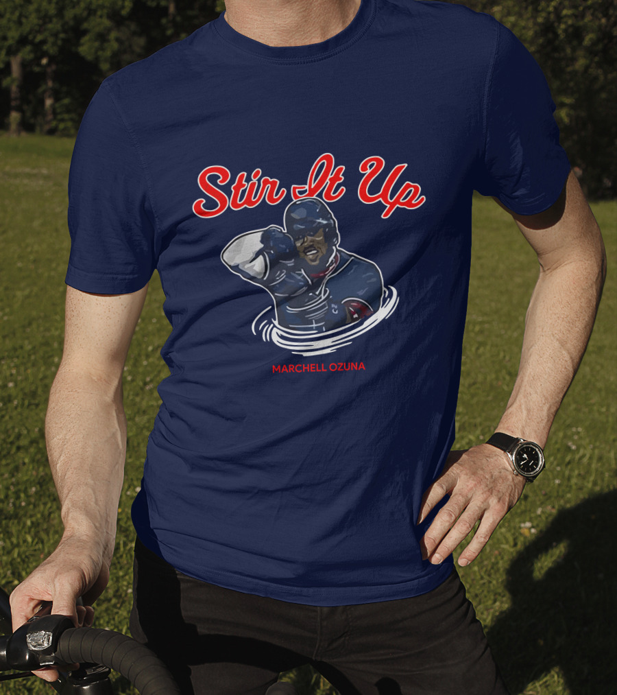 Stir It Up Marcell Ozuna Baseball Action Graphics T-Shirt