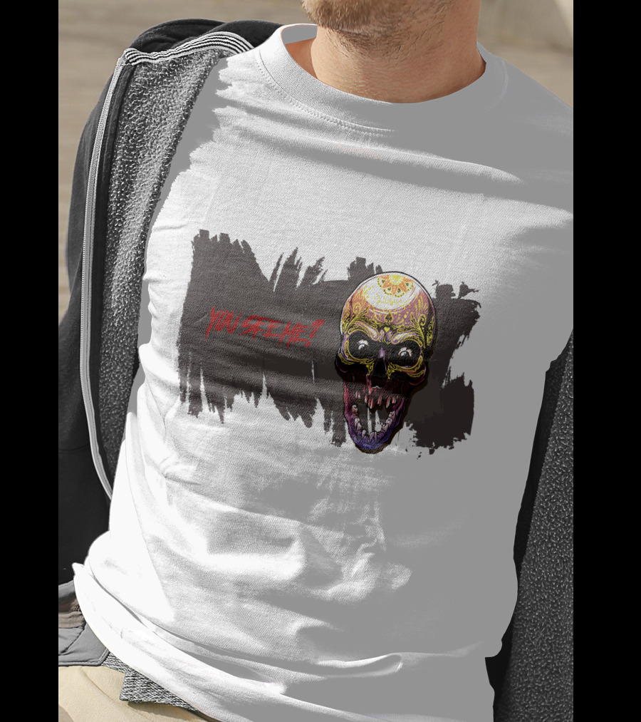 Skull Yellow Scary Horror You See Me T-Shirt
