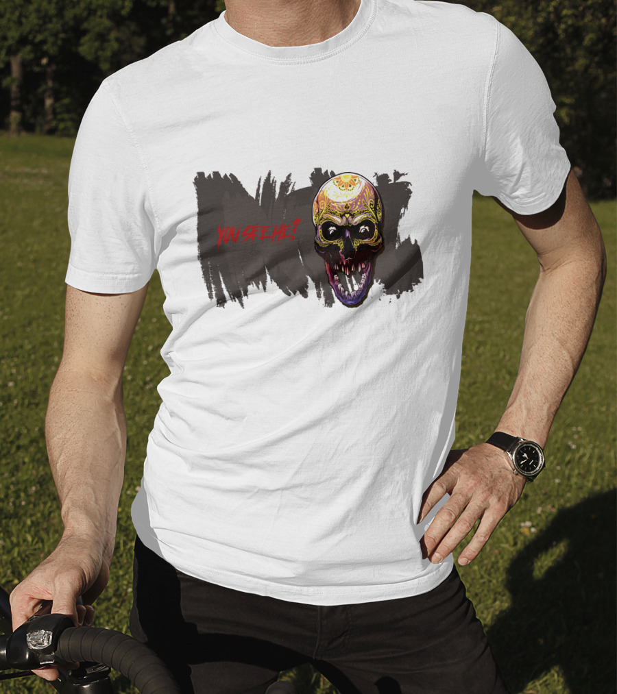 Skull Yellow Scary Horror You See Me T-Shirt