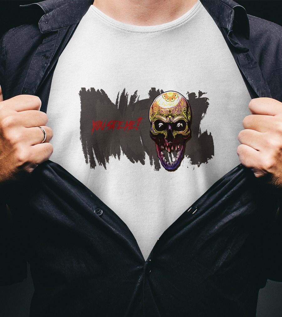 Skull Yellow Scary Horror You See Me T-Shirt