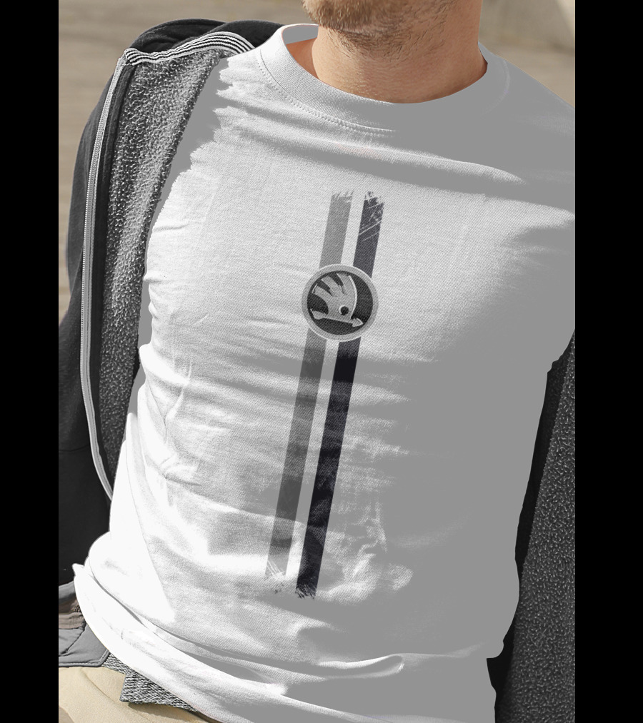 Skoda Superb Logo Iconic Emblem Vertical Stripe T-Shirt