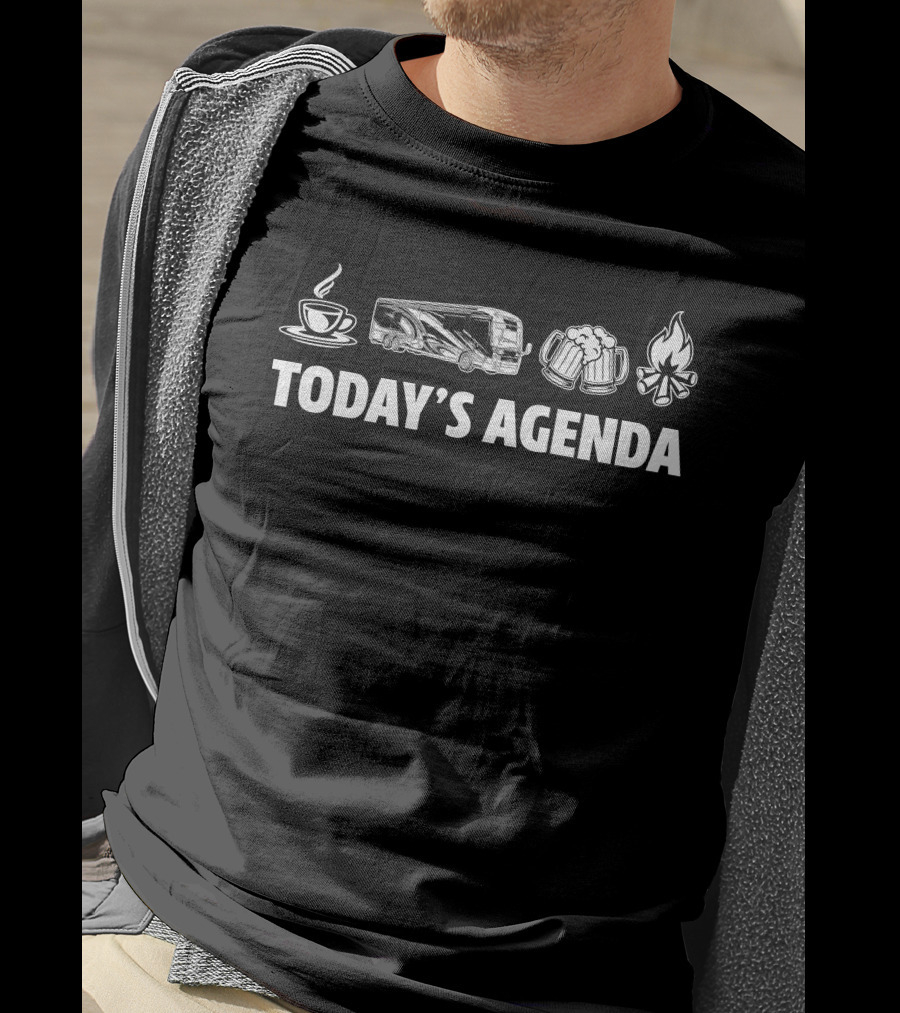 Today's Agenda Entegra Coach Anthem 44B Coffee Beer Campfire Icons T-Shirt