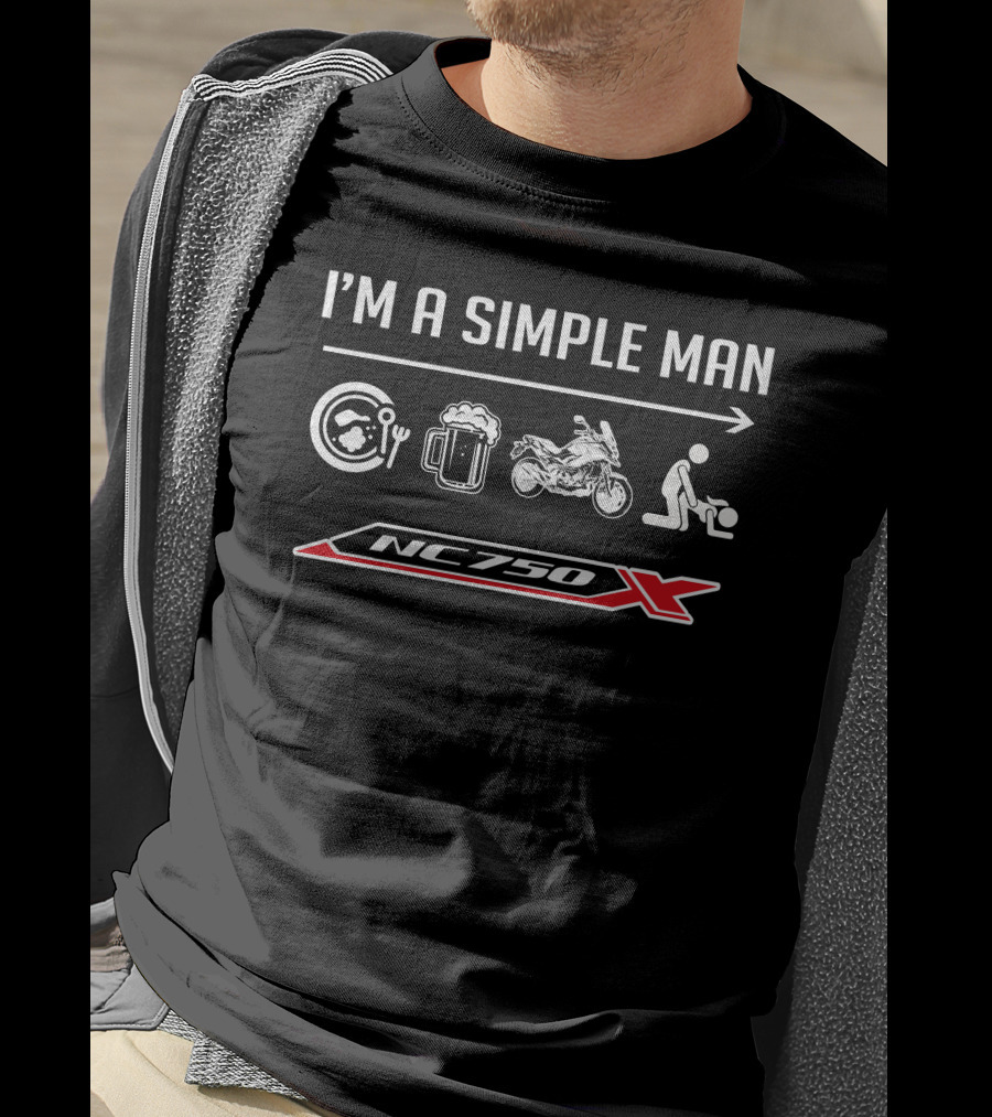 Honda NC750X I'm A Simple Man Icons Eating Beer Motorcycle Dad T-Shirt