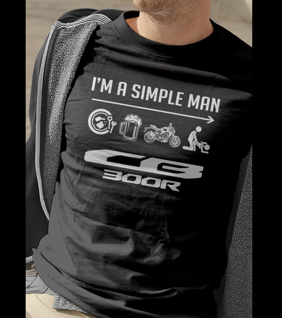 I'M A SIMPLE MAN CB300R Food Beer Motorcycle Icons T-Shirt