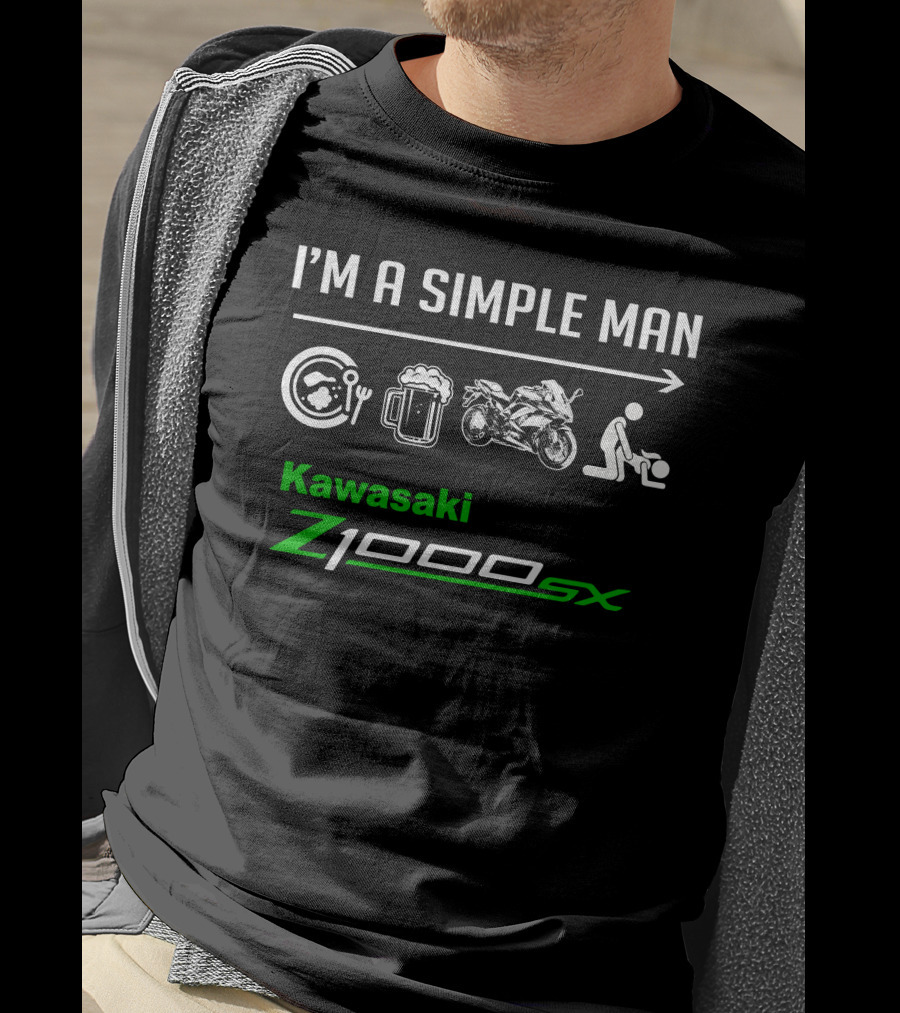 Kawasaki Z1000sx I'm A Simple Man Motorcycle Beer Maintenance T-Shirt