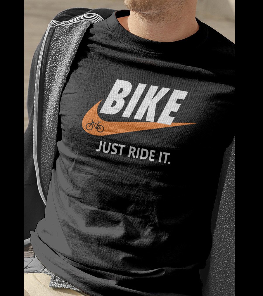 BIKE Just Ride It Swoosh Iconic Cycling T-Shirt