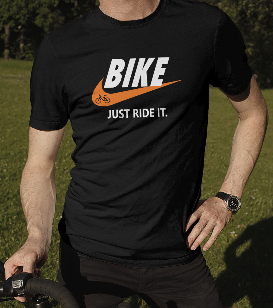 BIKE Just Ride It Swoosh Iconic Cycling T-Shirt