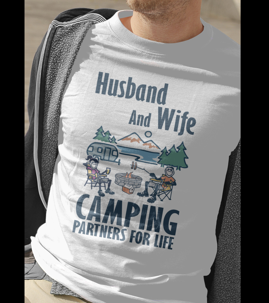 Husband And Wife Camping Partners For Life Adventure T-Shirt