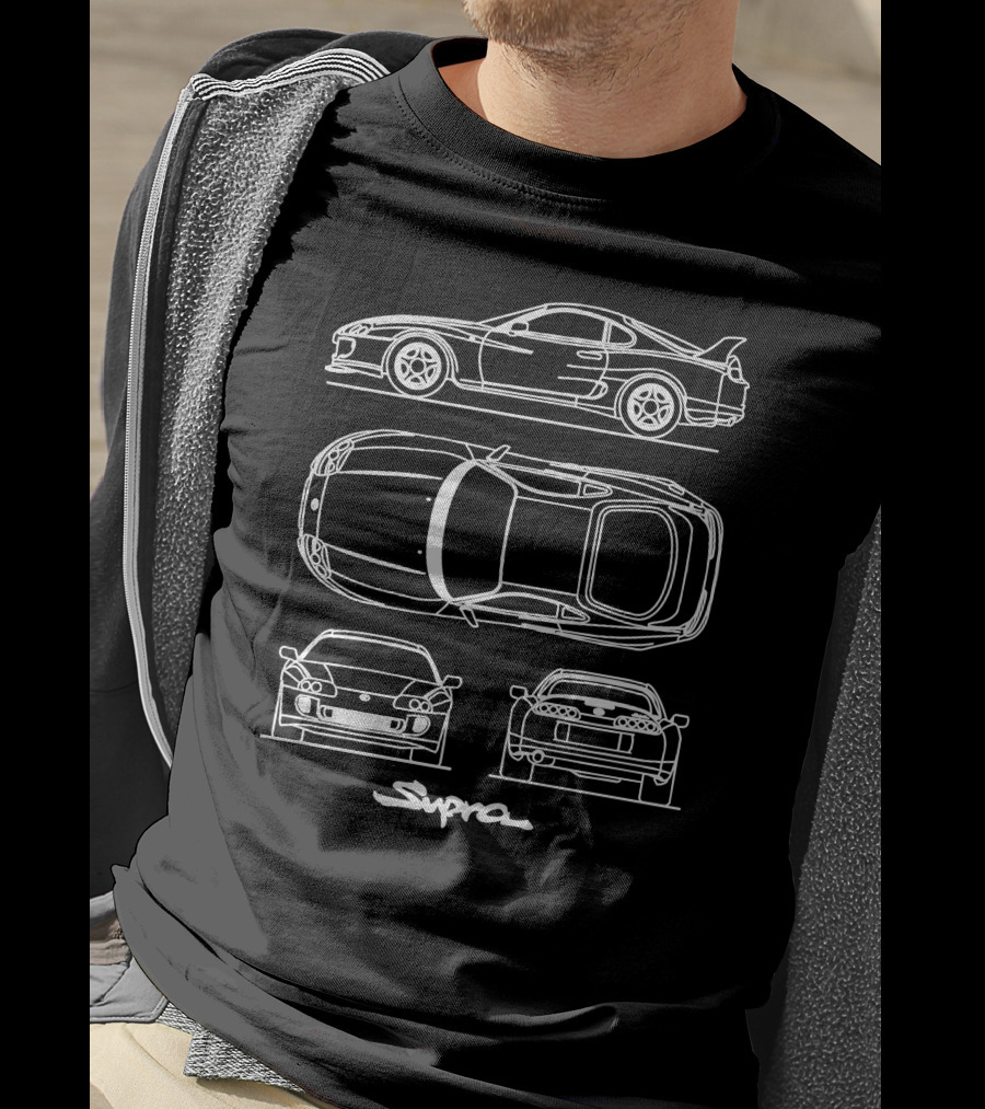 Toyota Supra Line Art Blueprint T-Shirt