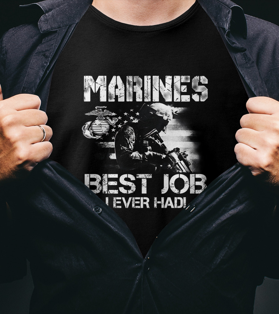 MARINES BEST JOB I EVER HAD Soldier Flag Emblem T-Shirt