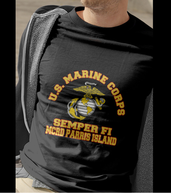 U.S. Marine Corps Semper Fi MCRD Parris Island Emblem T-Shirt