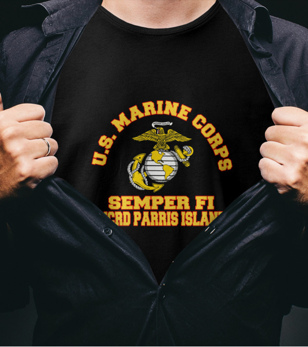 U.S. Marine Corps Semper Fi MCRD Parris Island Emblem T-Shirt