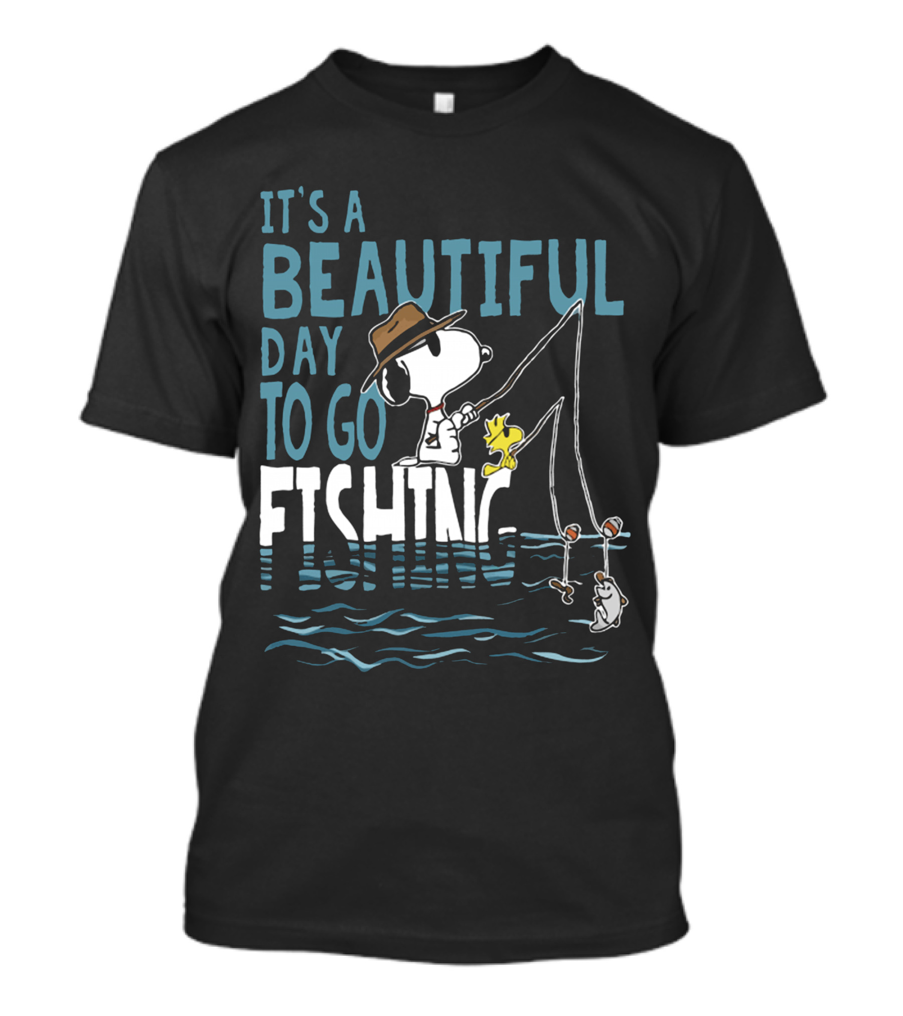 It's A Beautiful Day To Go Fishing Snoopy Charlie Brown Peanuts Woodstock T-Shirt