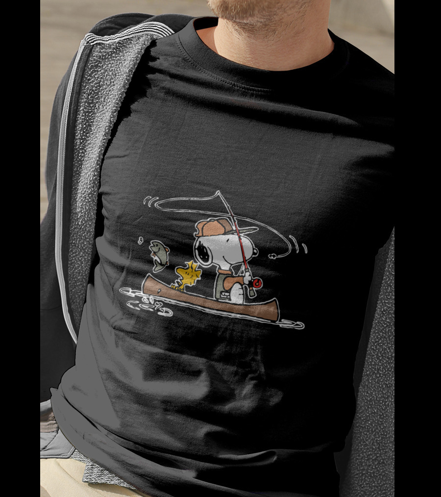 Woodstock And Snoopy Fishing Adventure In A Canoe T-Shirt