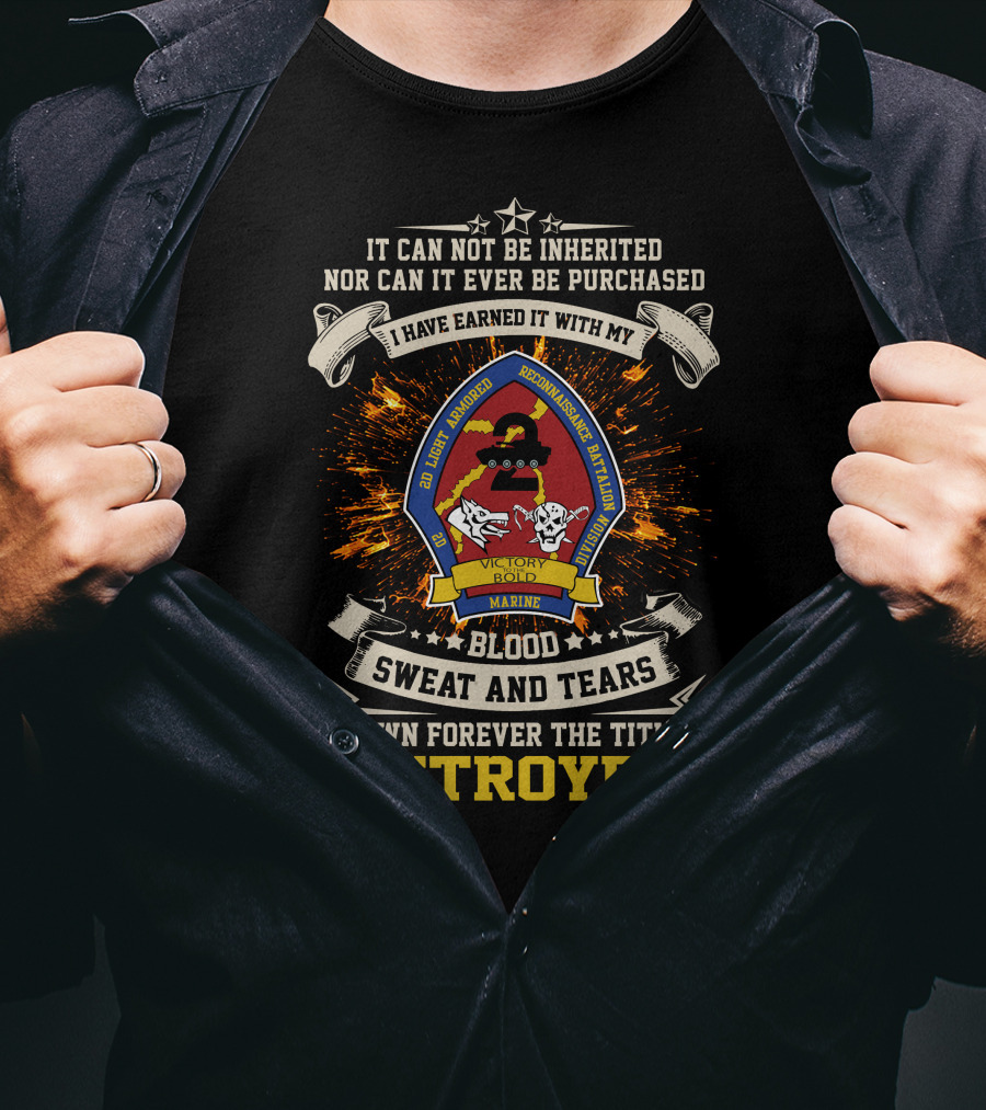 2nd Light Armored Reconnaissance Battalion Victory Marine Destroyers Blood Sweat And Tears T-Shirt