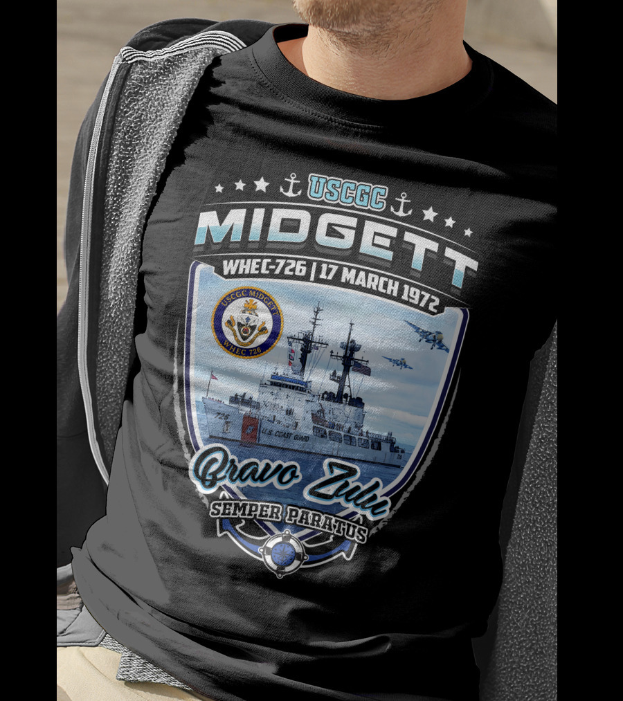 Uscgc Midgett Whec-726 17 March 1972 Bravo Zulu Semper Paratus T-Shirt