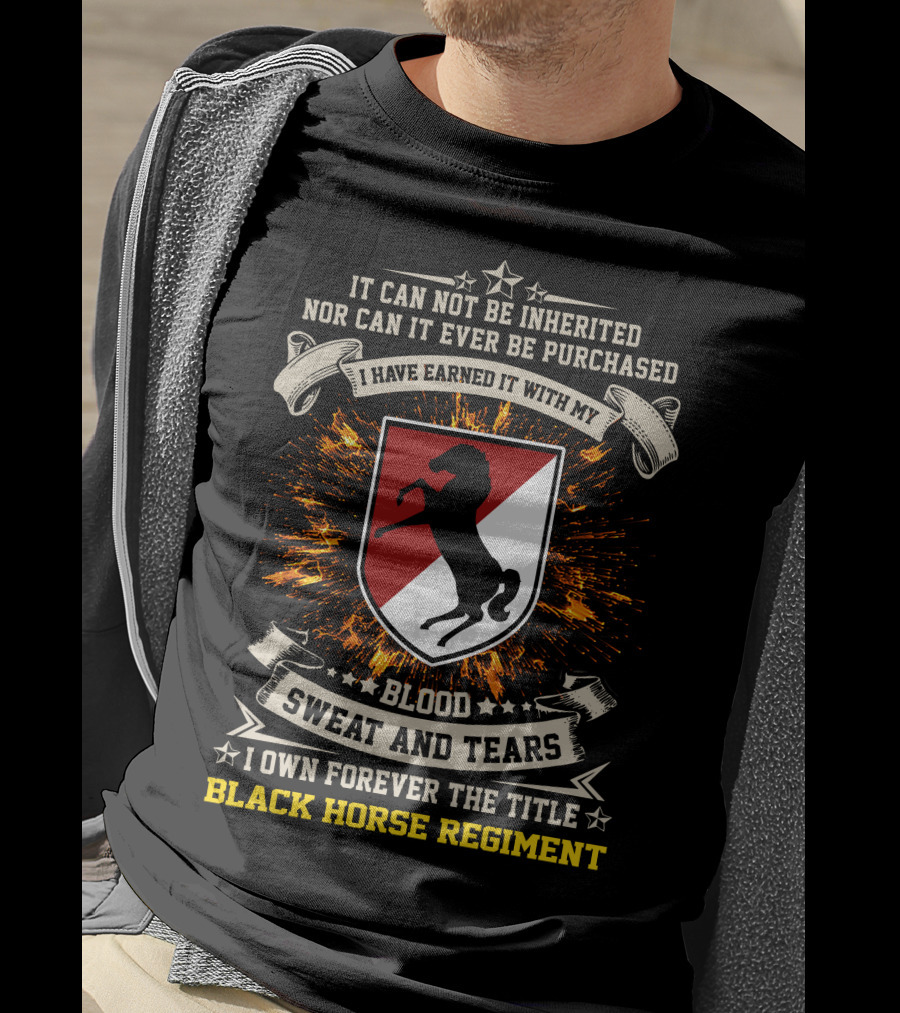 11Th Armored Cavalry Regiment Black Horse Regiment Blood Sweat And Tears T-Shirt