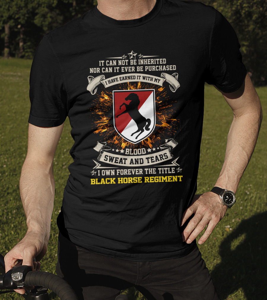 11Th Armored Cavalry Regiment Black Horse Regiment Blood Sweat And Tears T-Shirt