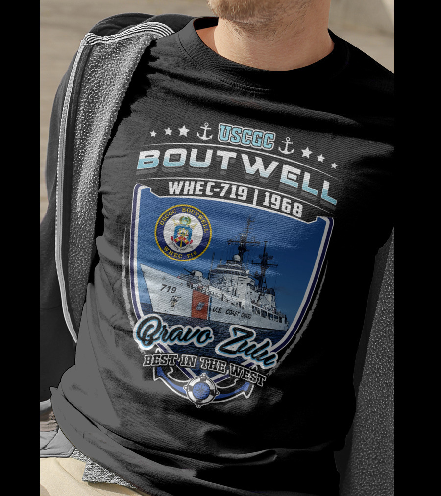 Uscgc Boutwell Whec-719 1968 Bravo Zulu Best In The West T-Shirt