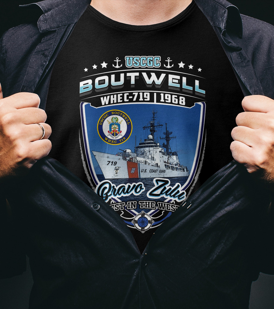 Uscgc Boutwell Whec-719 1968 Bravo Zulu Best In The West T-Shirt